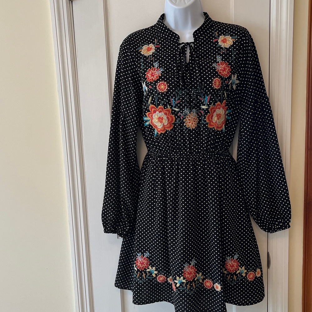 Savanna Jane Embroidered‎ Floral Dress Polka Dot Women S Boho Country Cottage